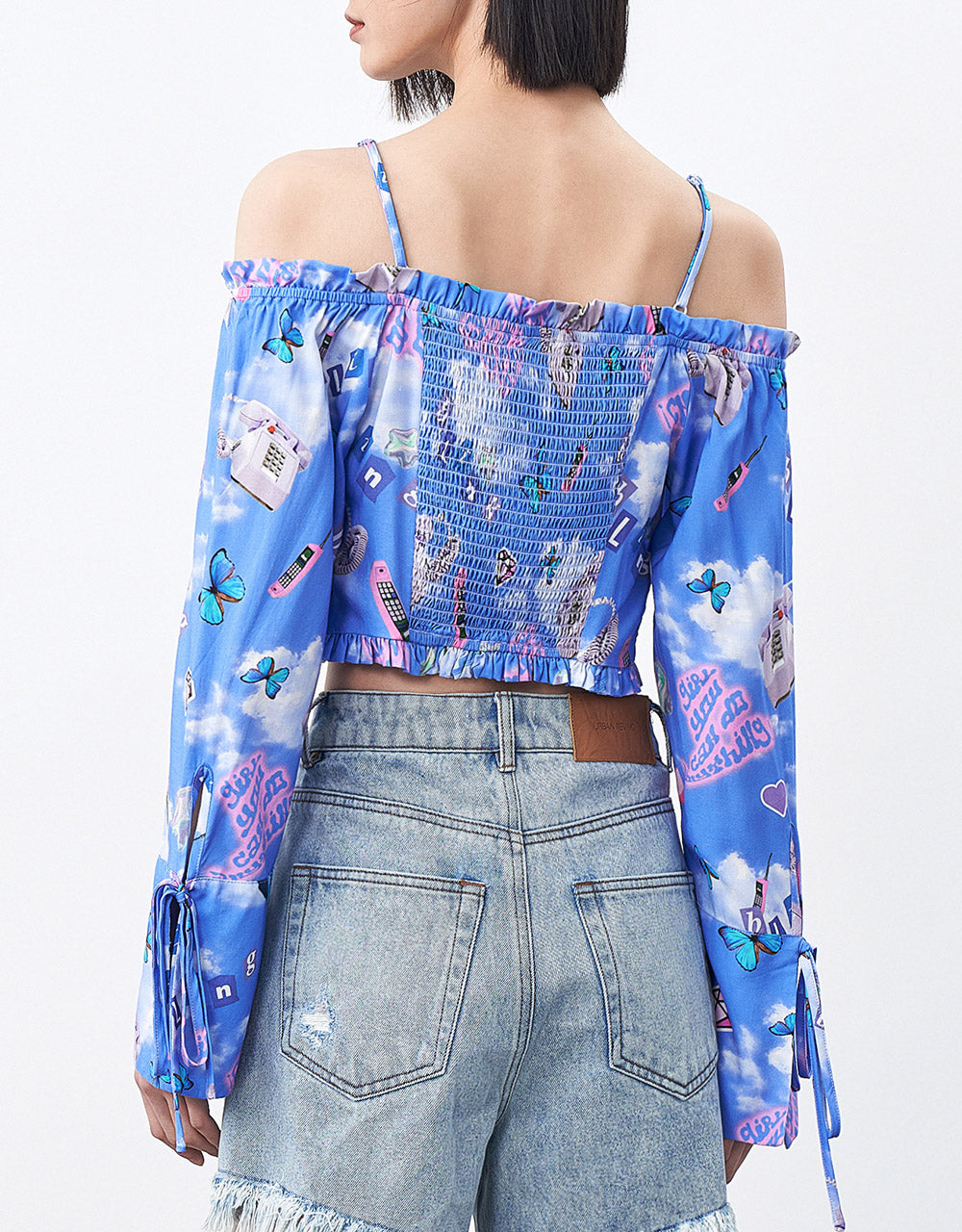 Printed Tie Front Top