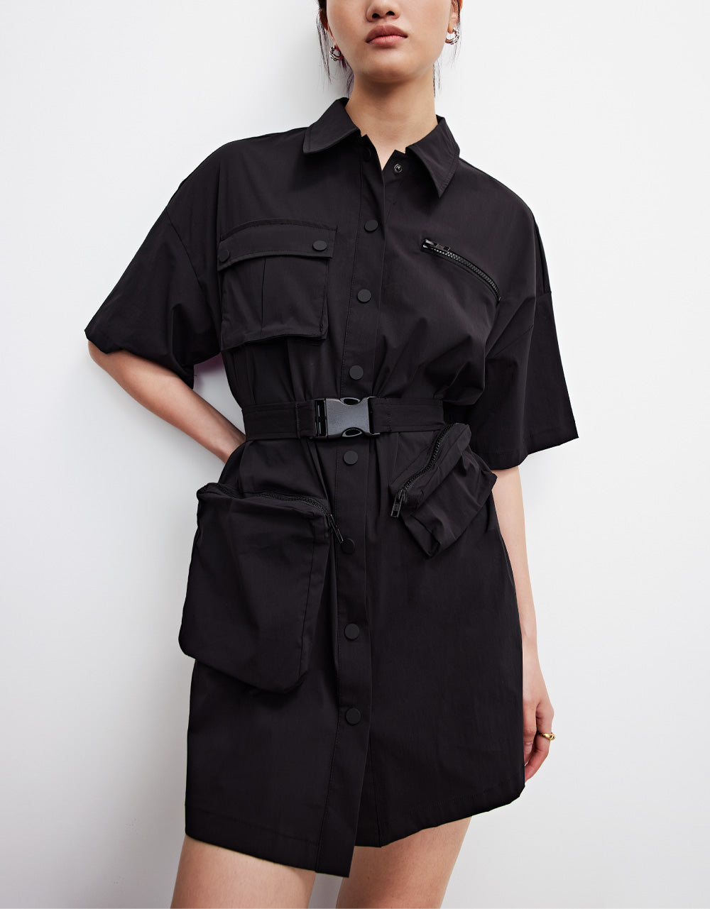 Pockets Detail Dress With Belt