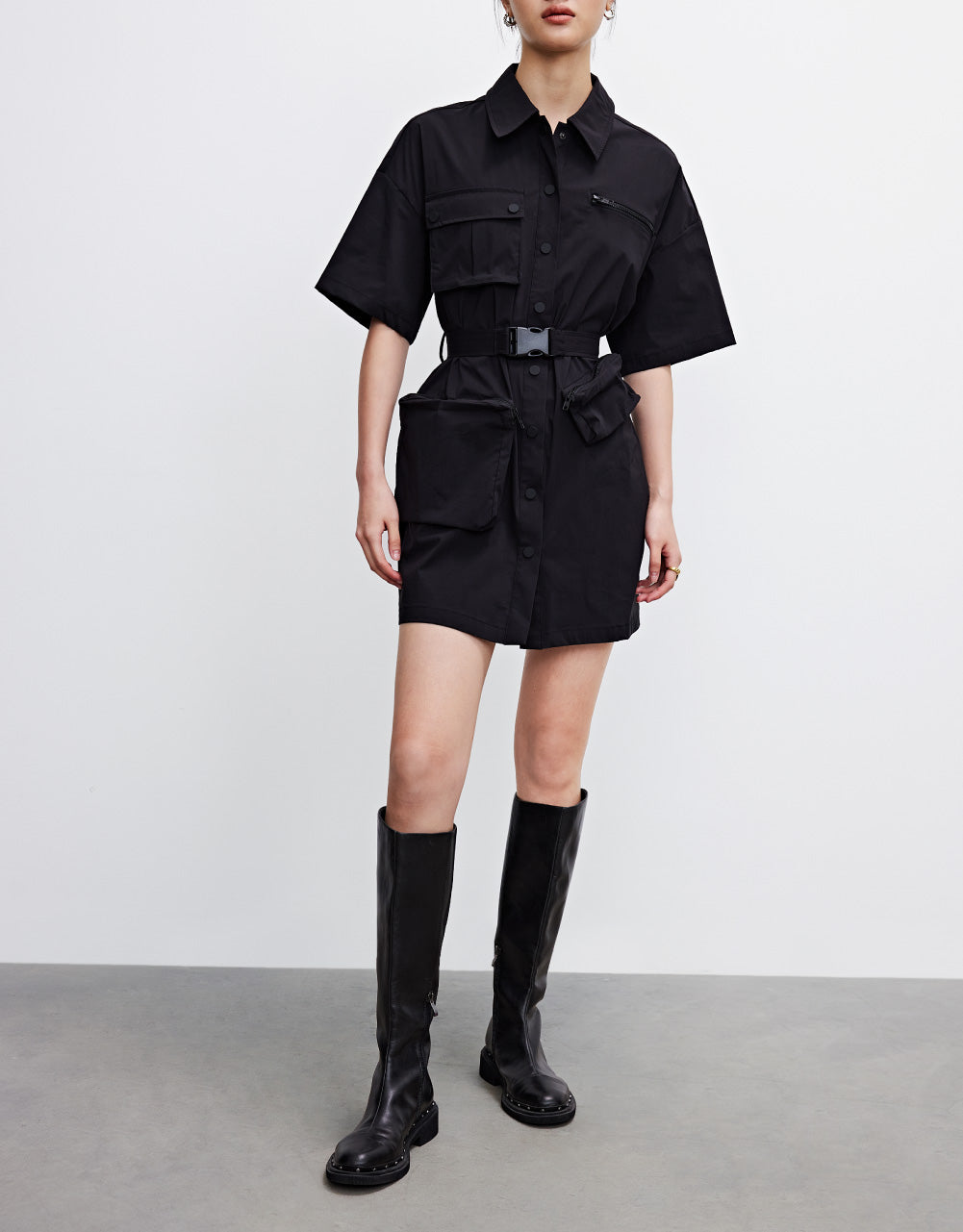 Pockets Detail Dress With Belt