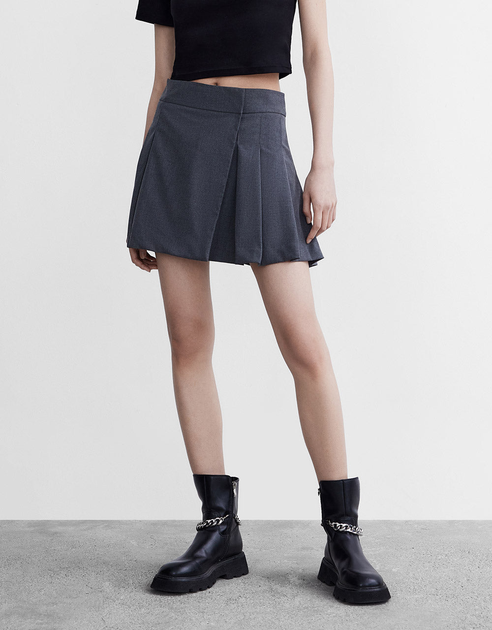 Pleated A-Line Skirt