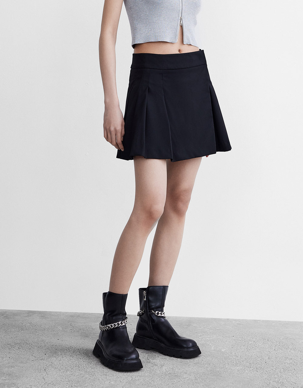 Pleated A-Line Skirt
