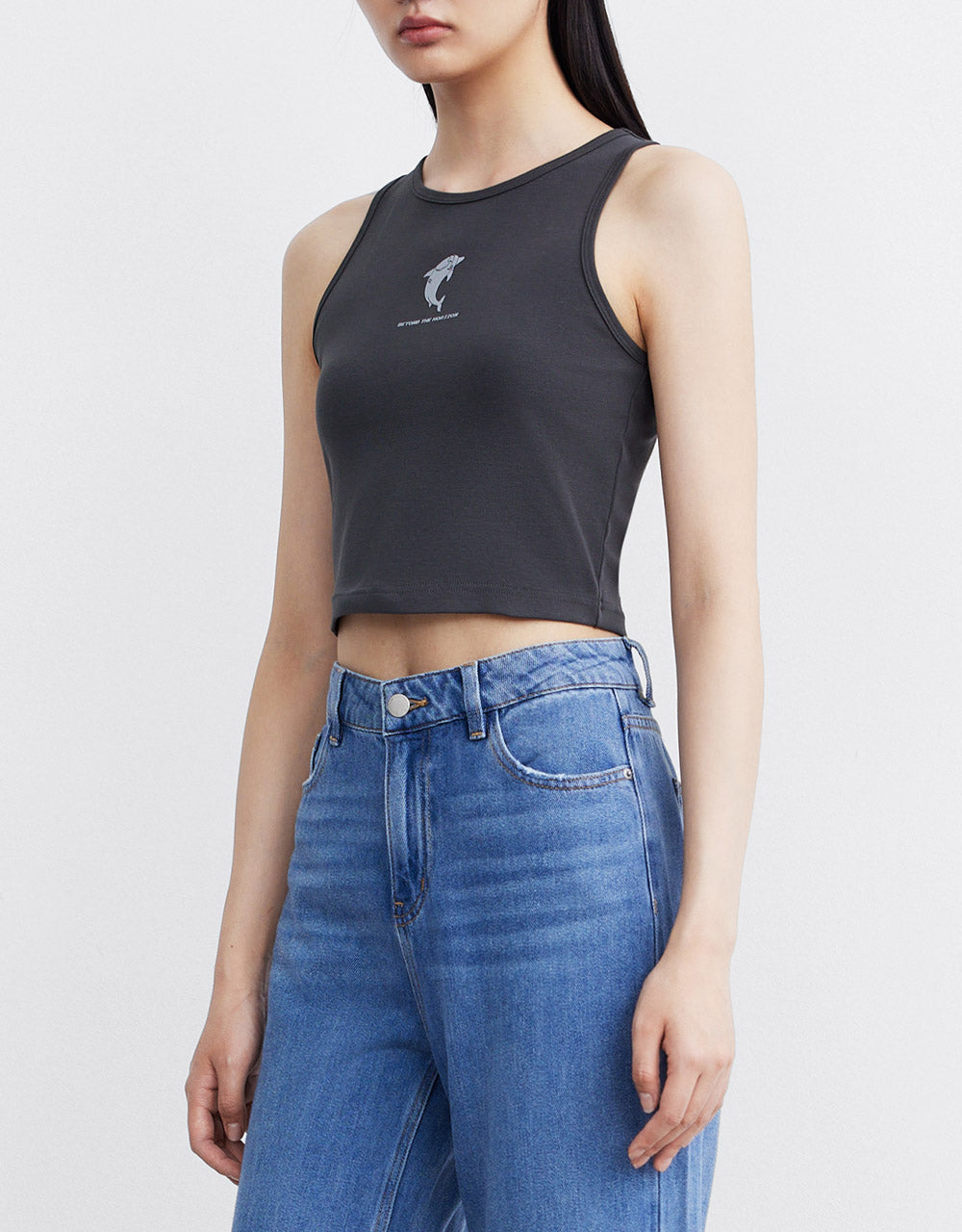 Dolphin Print Cropped Top