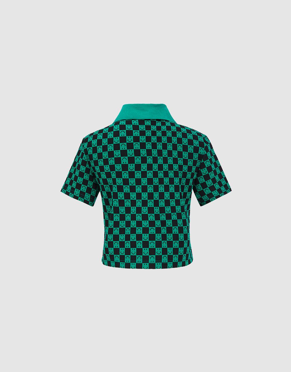 Half Zipper Checkered Polo Shirt