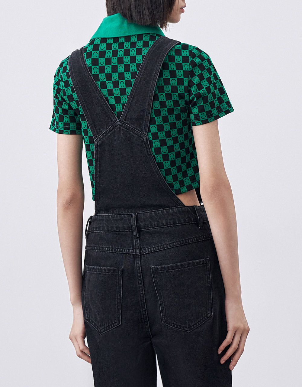 Half Zipper Checkered Polo Shirt