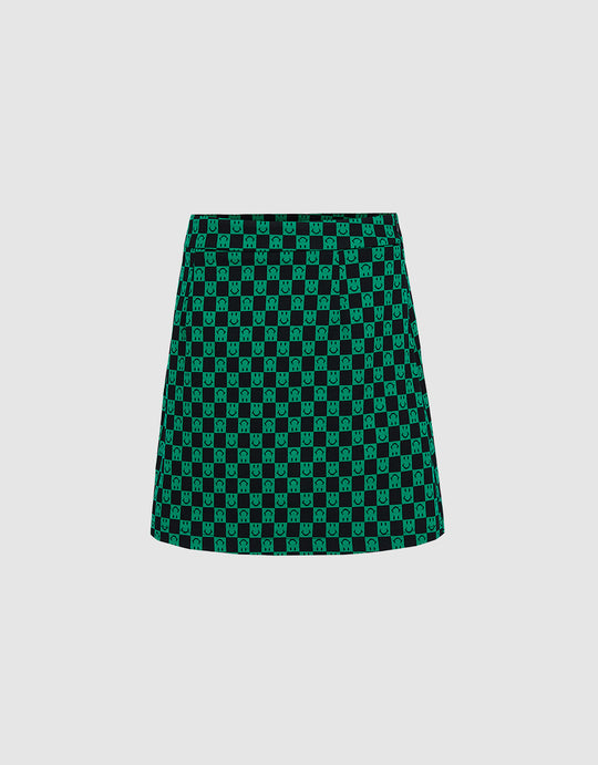 Smiley Checkered Skirt