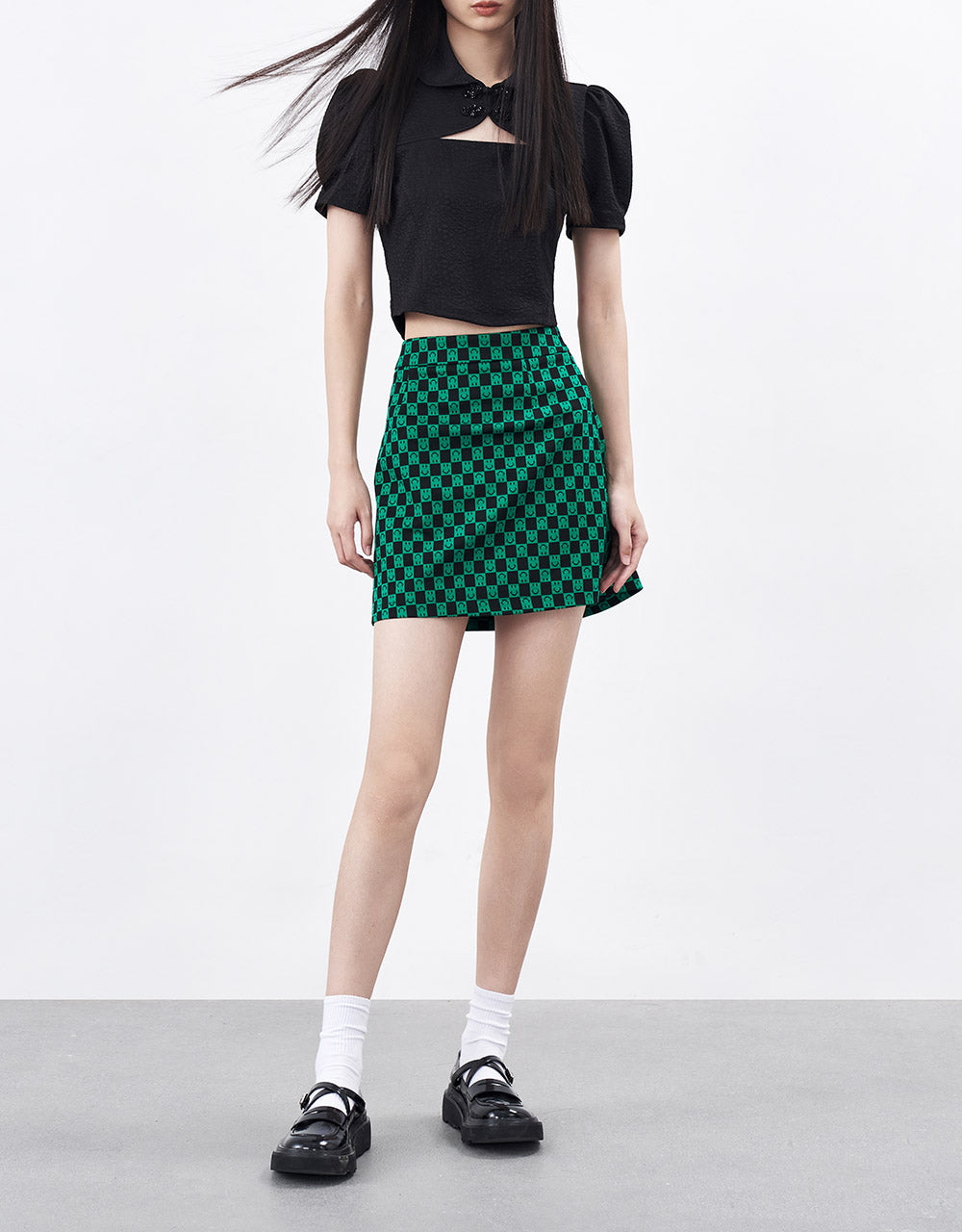 Smiley Checkered Skirt