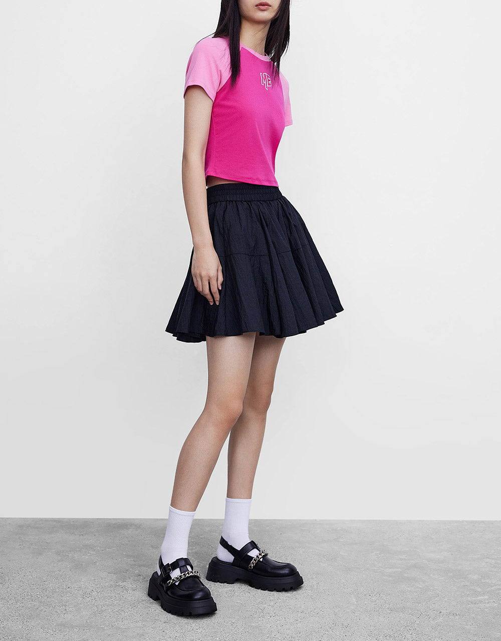 Elastic Waist Mini Skirt