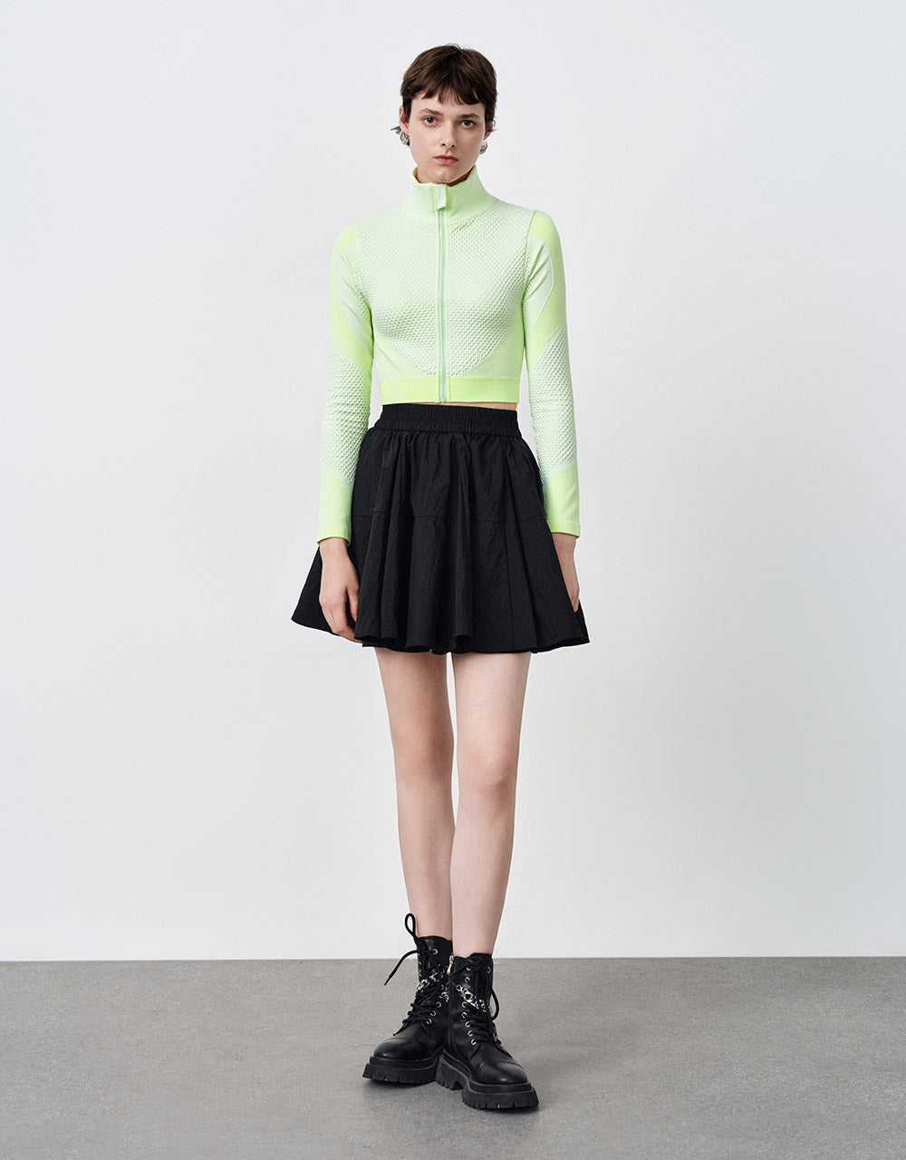 Elastic Waist Textured Skirt