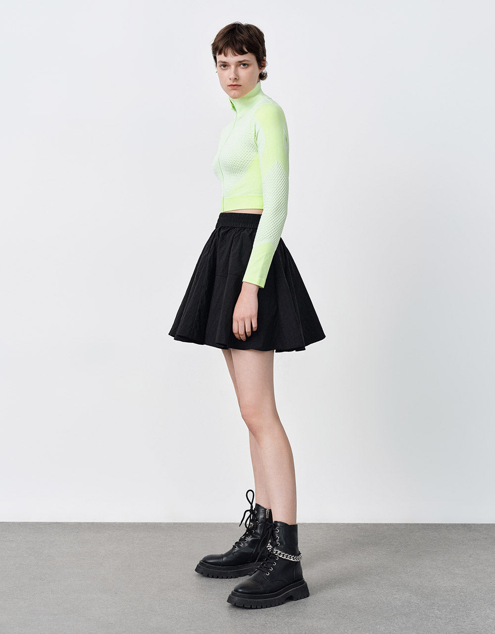 Elastic Waist Textured Skirt