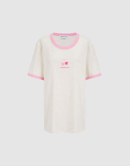 Contrast Trim Printed T-Shirt