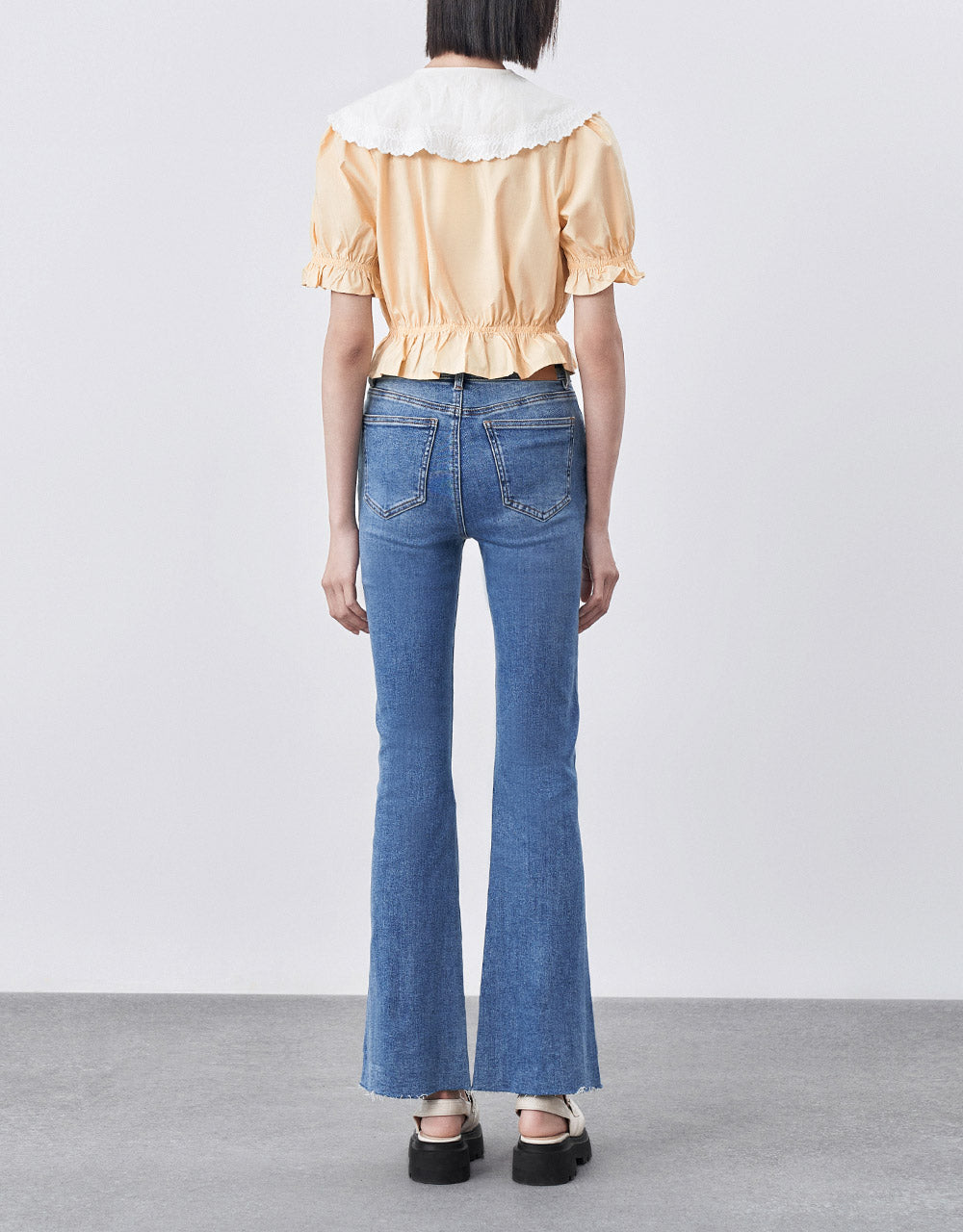 Slit Hem Flare Jeans