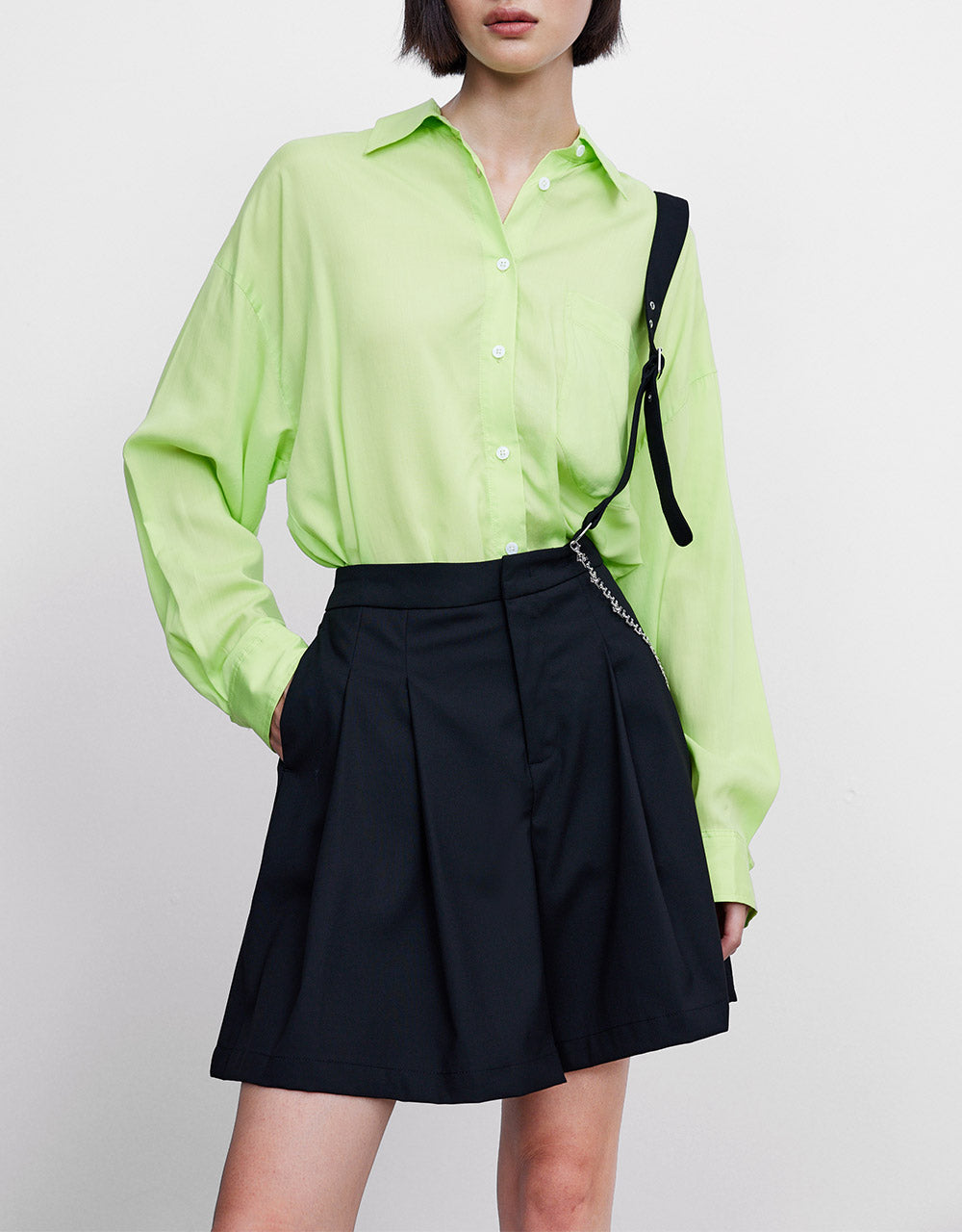 Belted Shorts With Chain