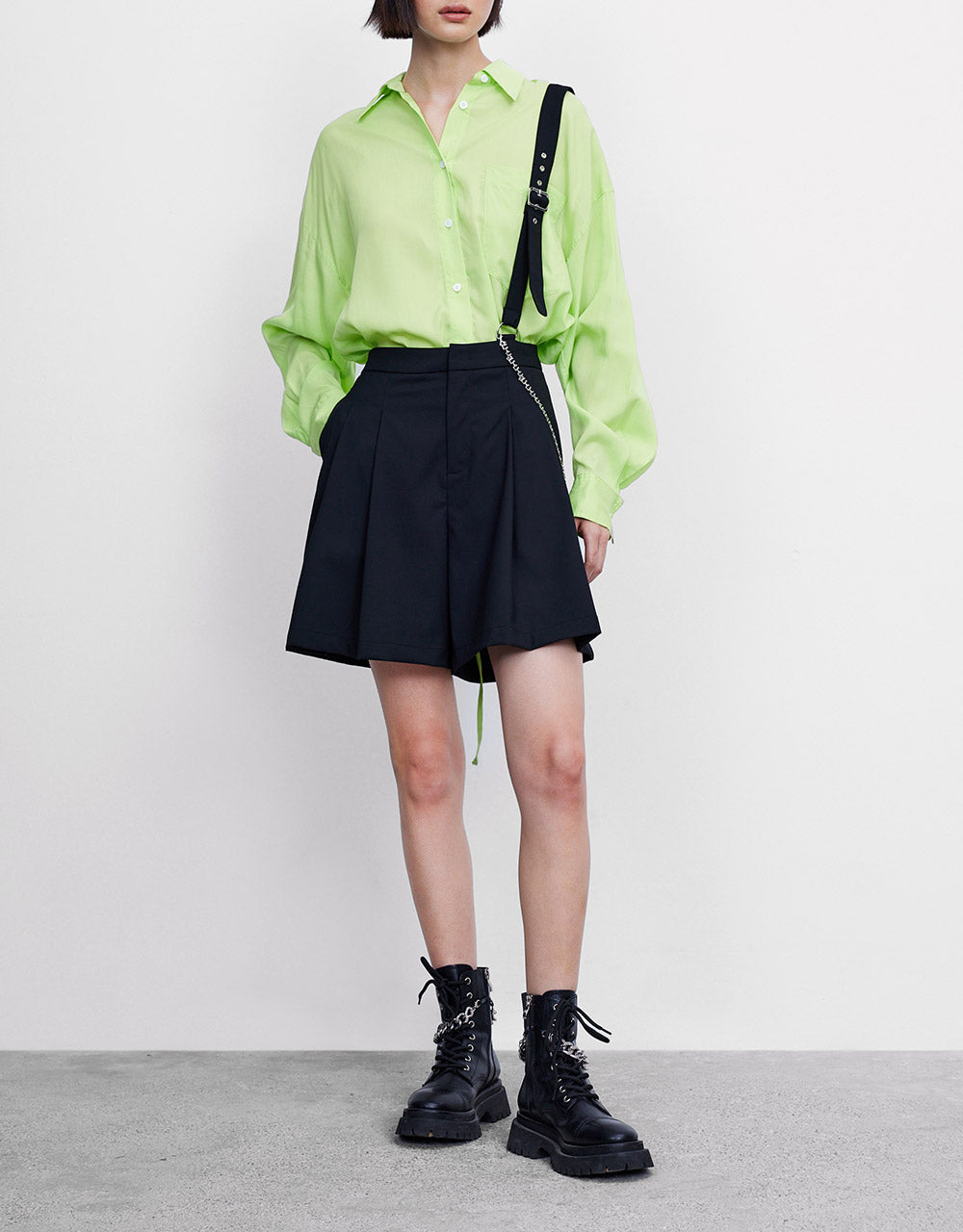 Belted Shorts With Chain