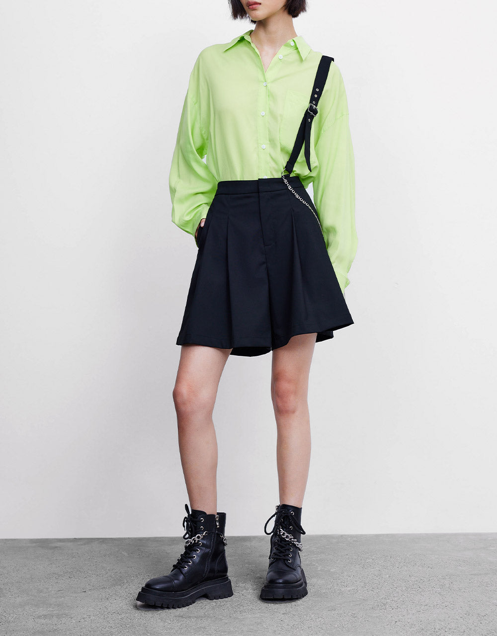 Belted Shorts With Chain
