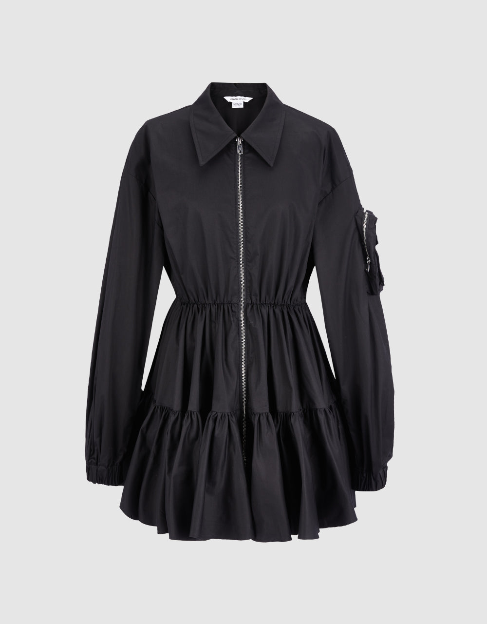 Tiered Zip Up Mini Dress