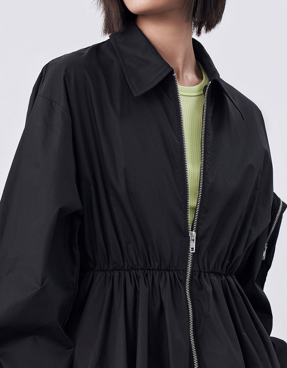 Tiered Zip Up Mini Dress