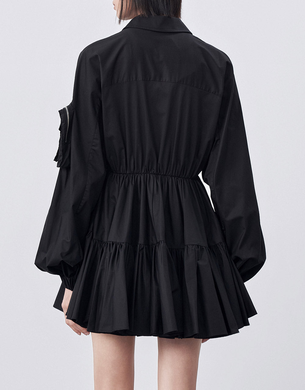 Tiered Zip Up Mini Dress