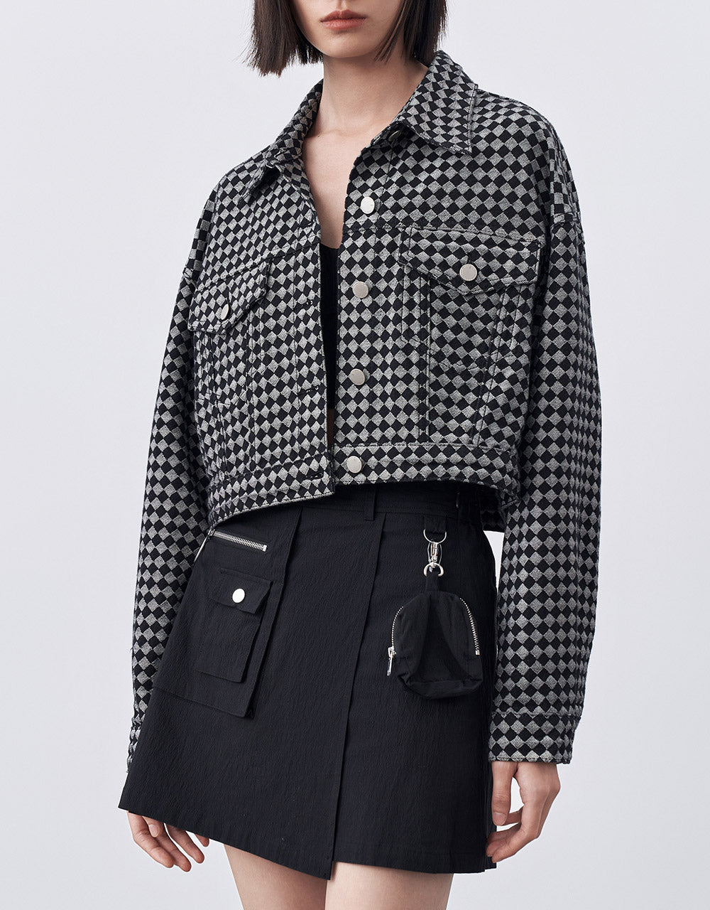 Checkered Denim Jacket