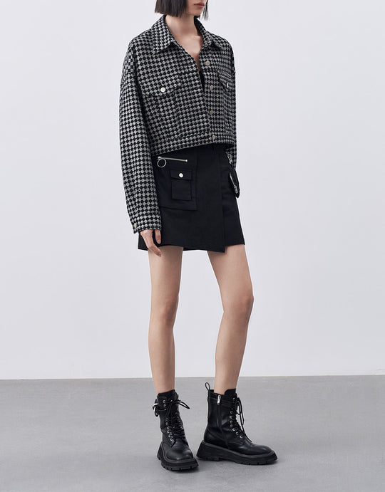 Checkered Denim Jacket