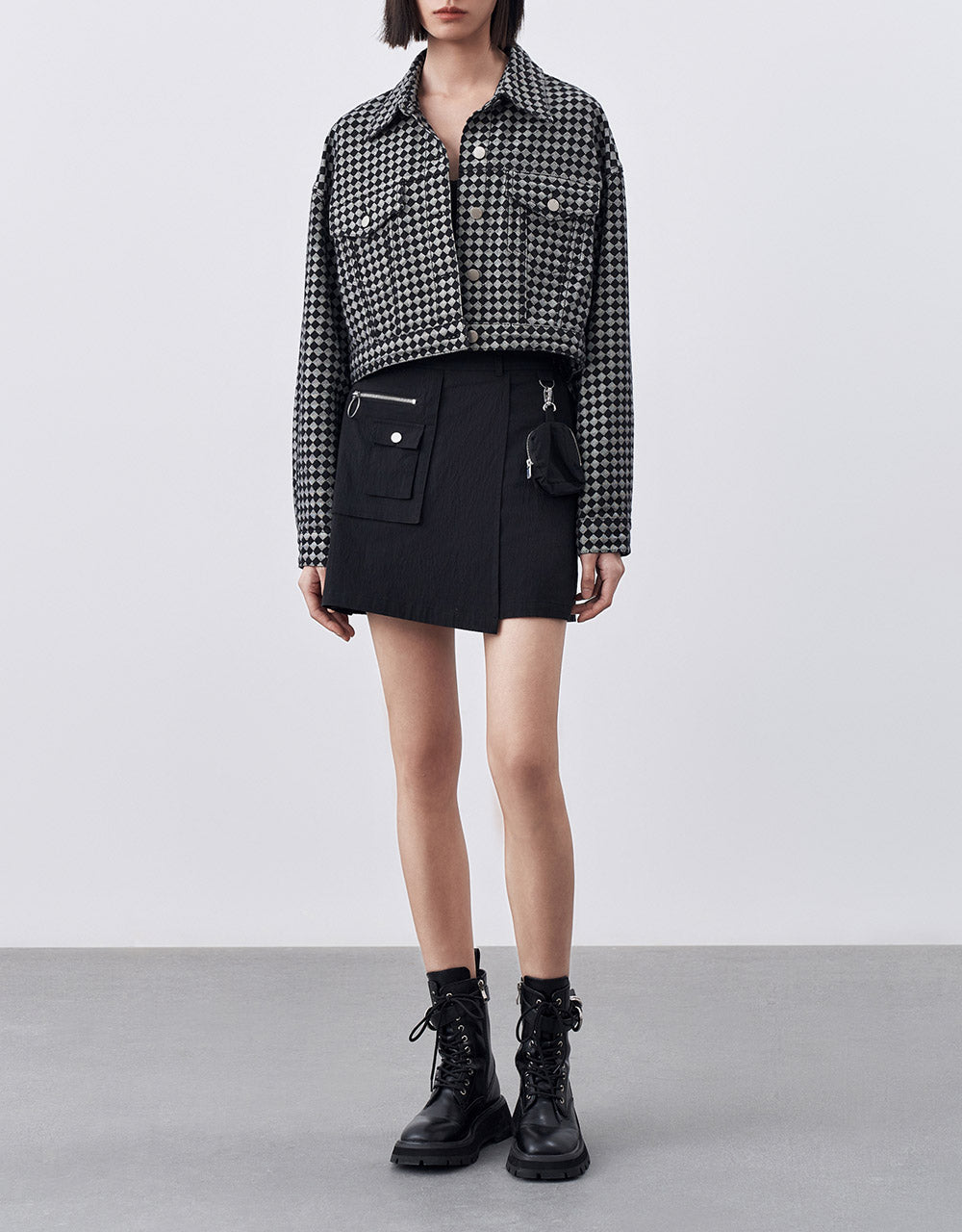 Checkered Denim Jacket