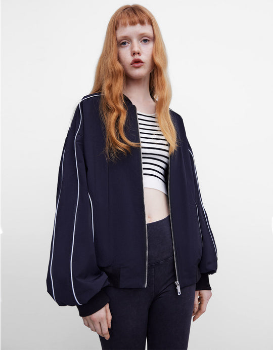 Contrast Color Hooded Jacket