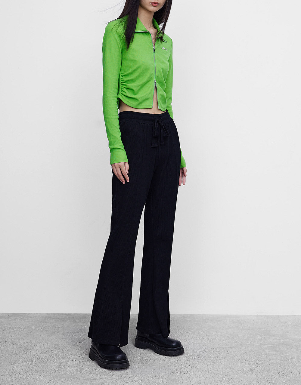 Zip Up Cropped Shirt