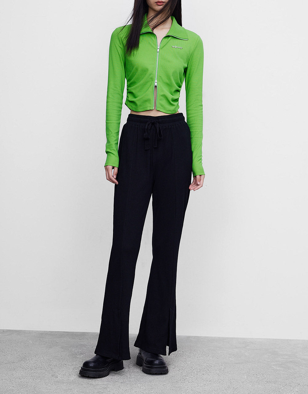 Zip Up Cropped Shirt