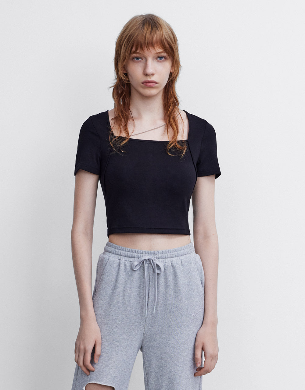 Cropped T-Shirt With Chain