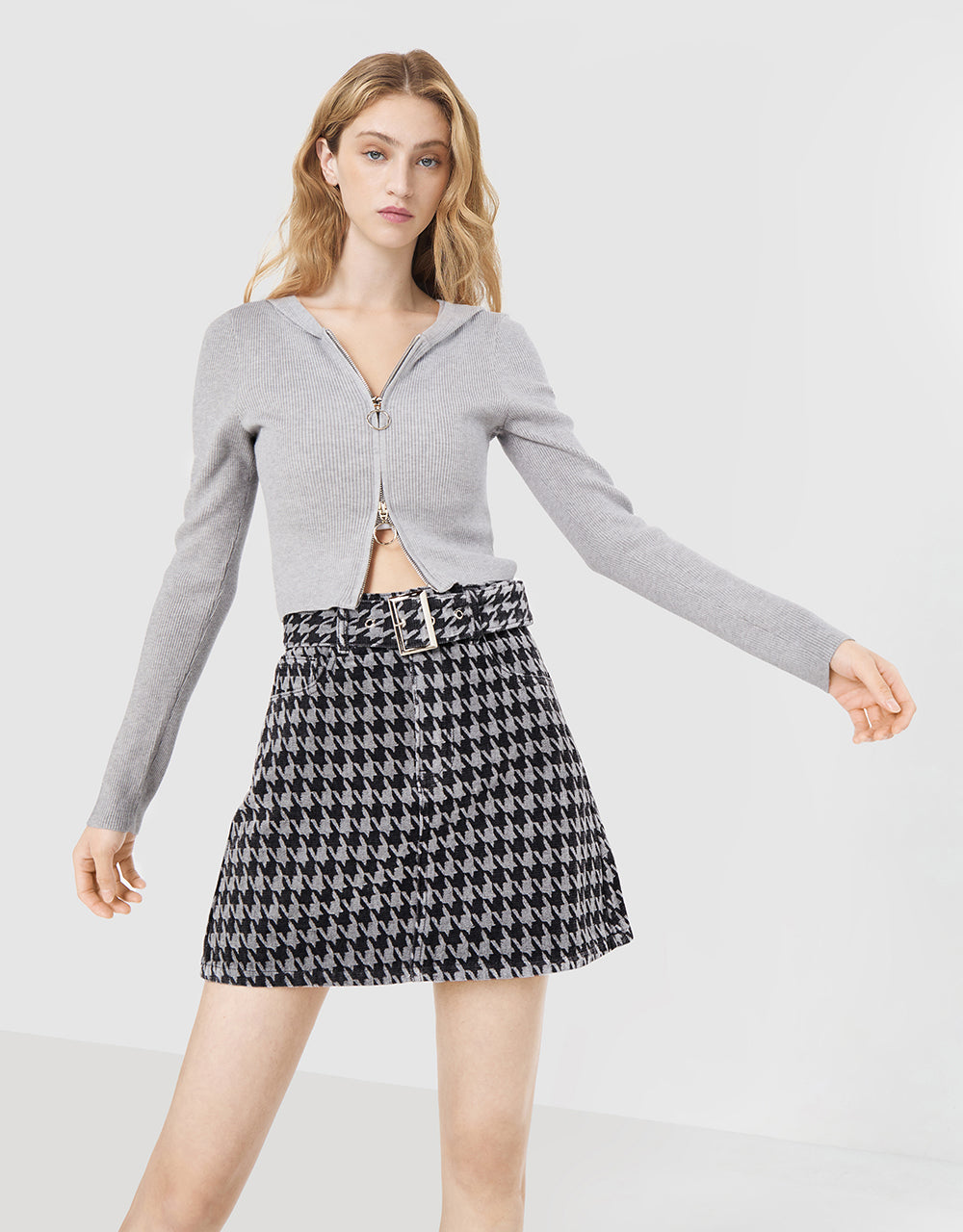 Zip Up Hooded Knit Cardigan