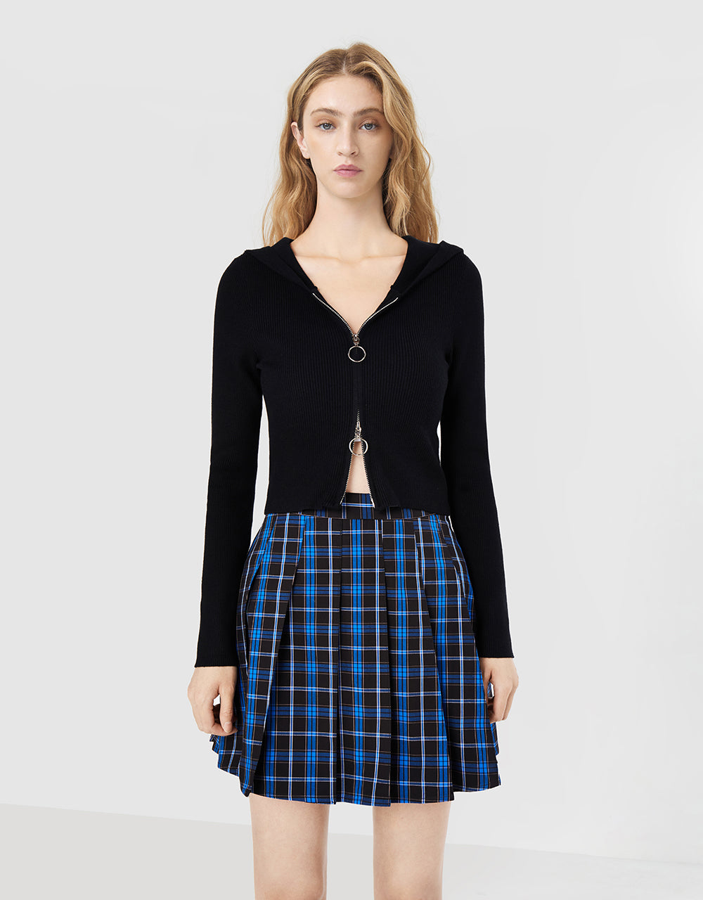 Zip Up Hooded Knit Cardigan