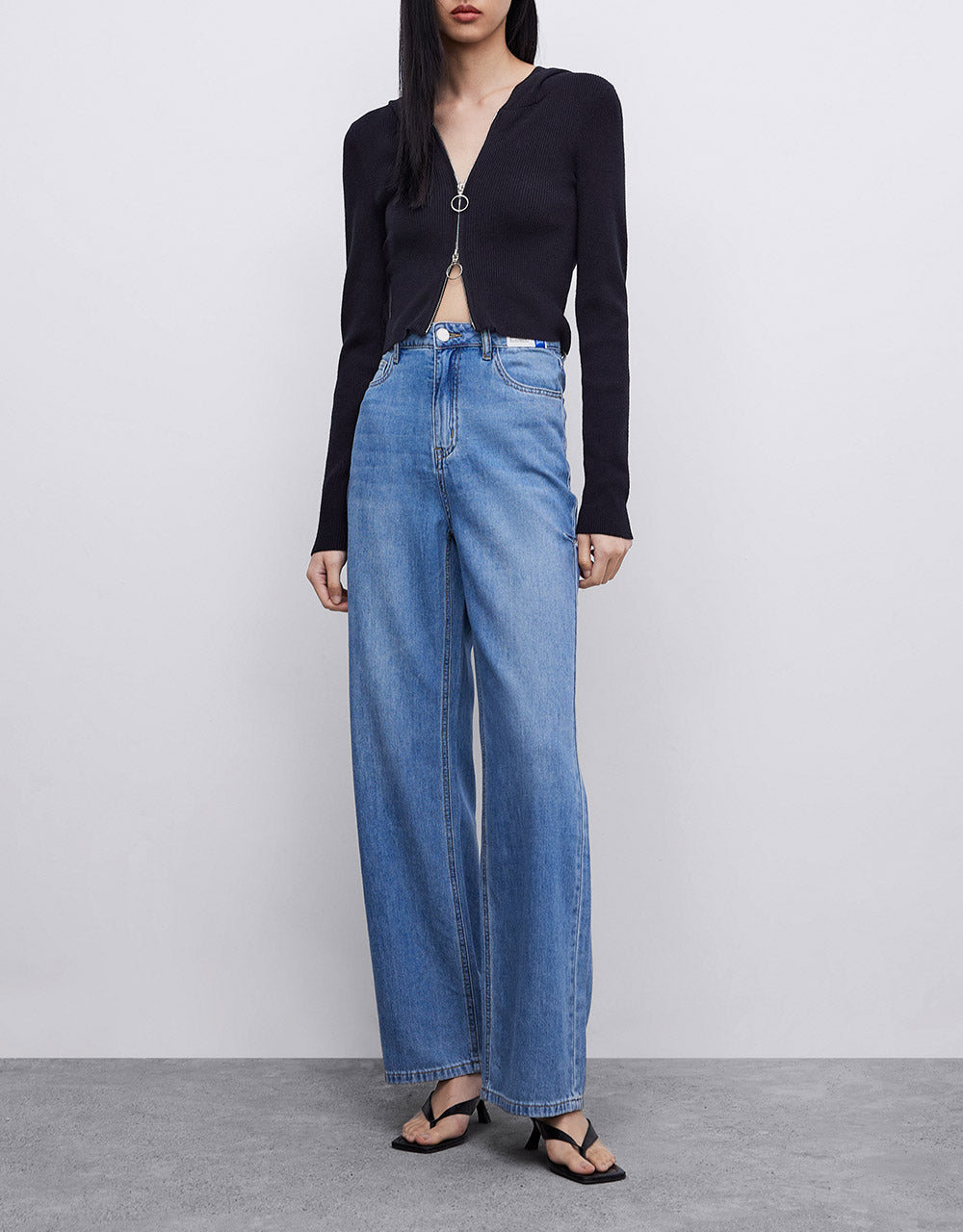 Zip Up Hooded Knit Cardigan