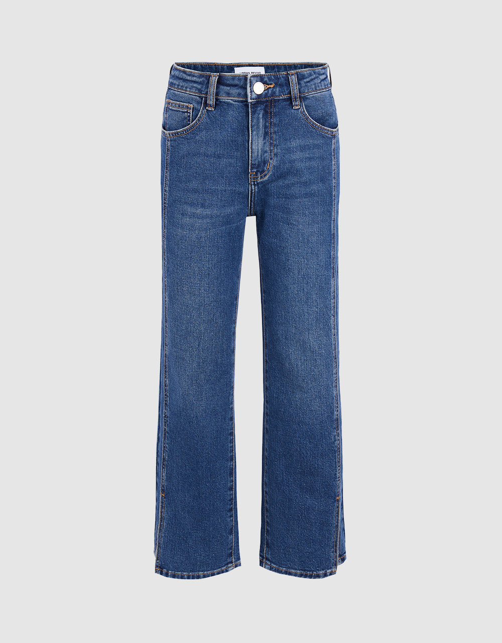 Slit Hem Straight Jeans