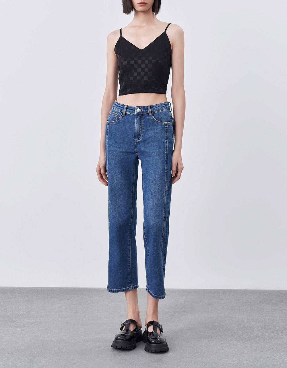 Slit Hem Straight Jeans