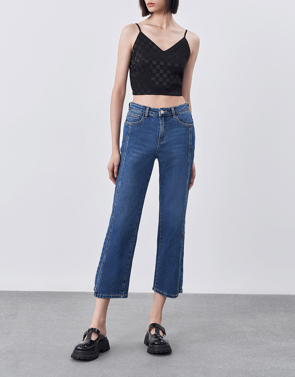 Slit Hem Straight Jeans