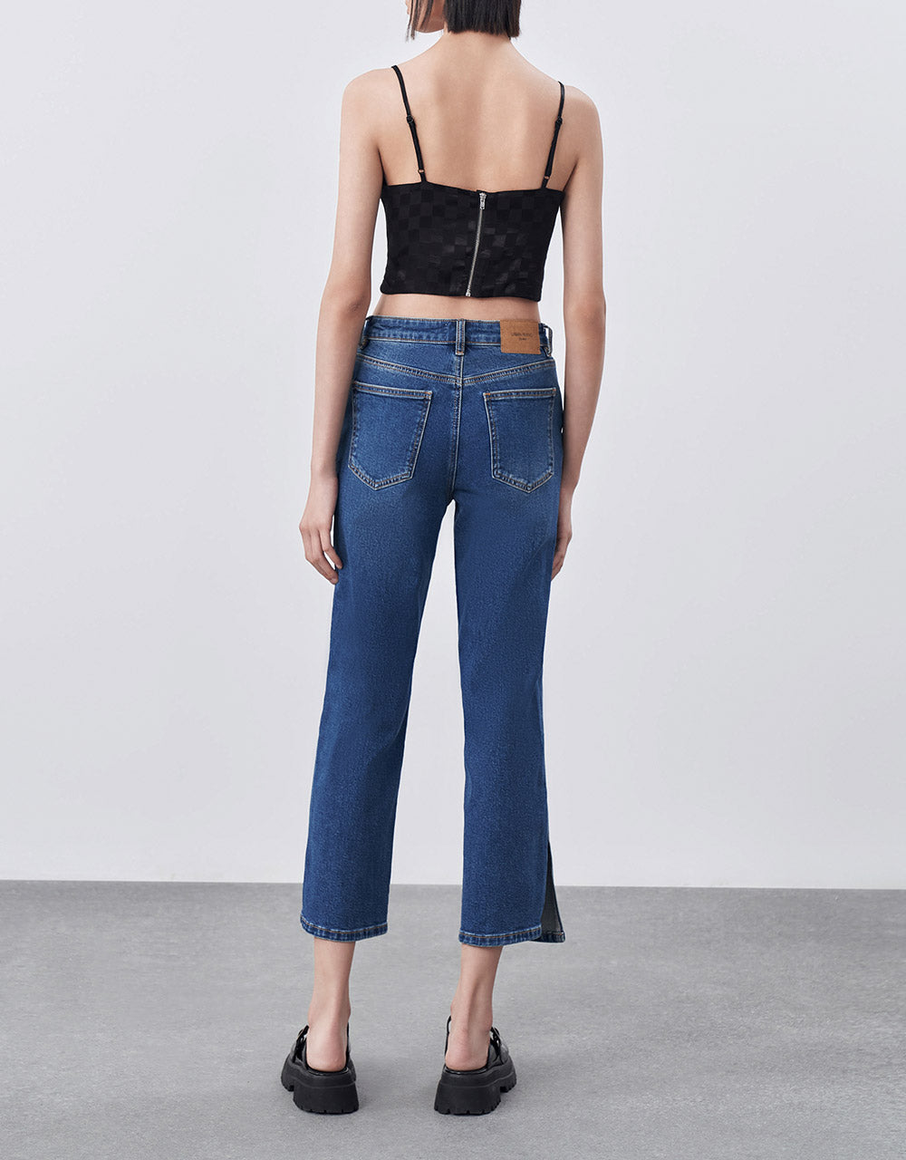 Slit Hem Straight Jeans
