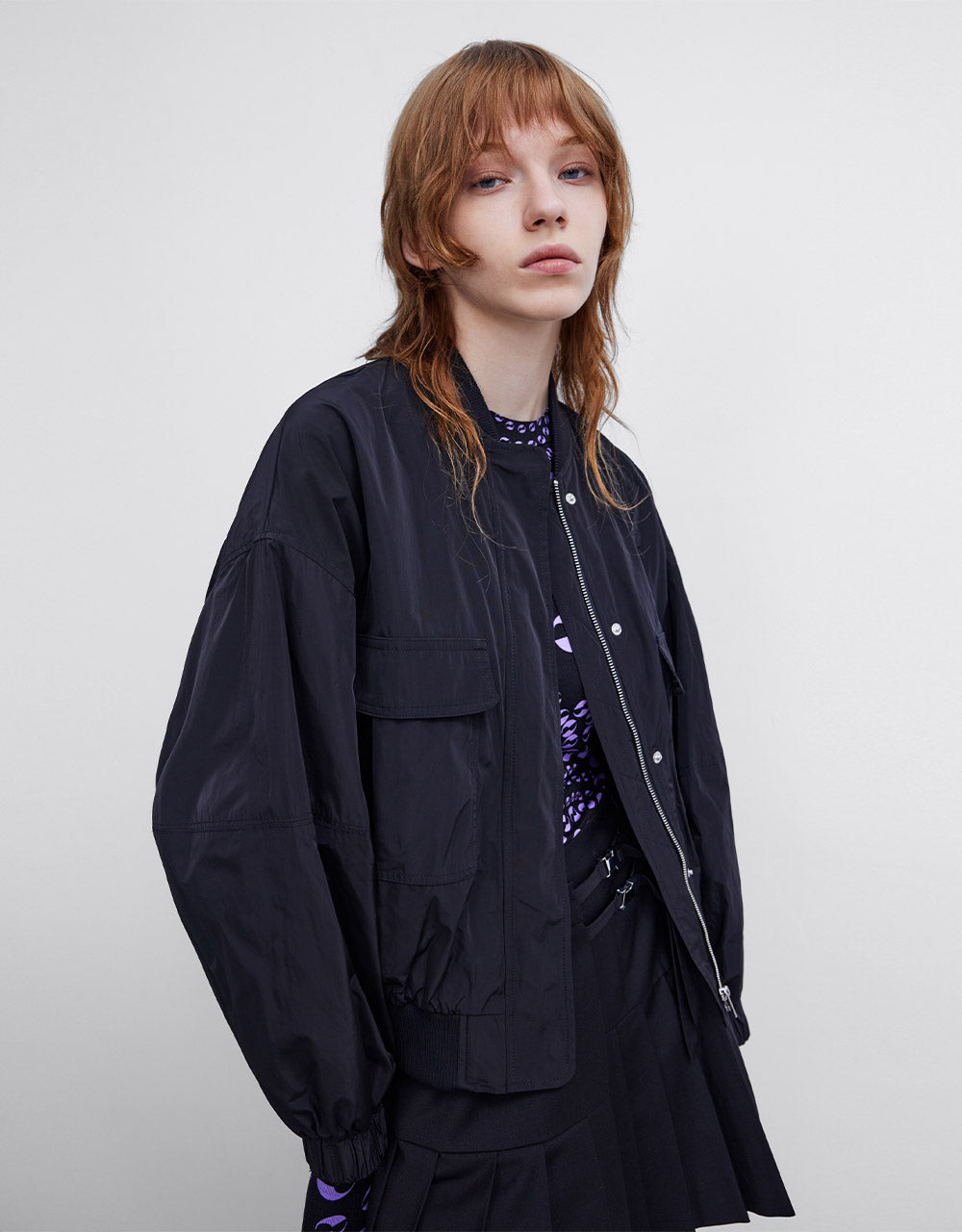 Zippered Bomber Jacket
