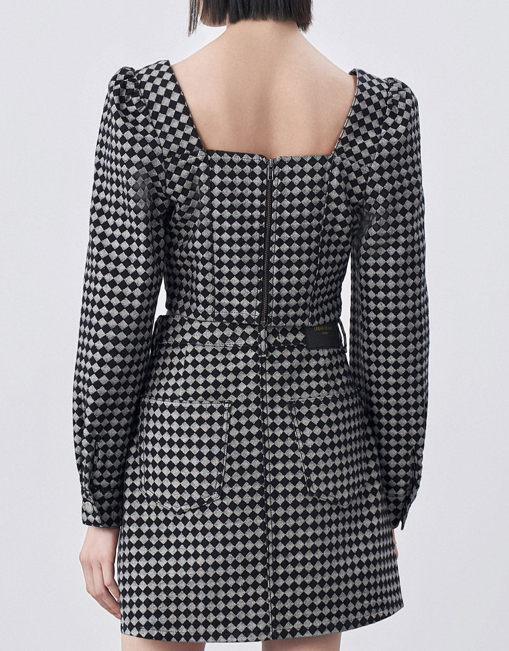 Checkered Cropped Denim Top