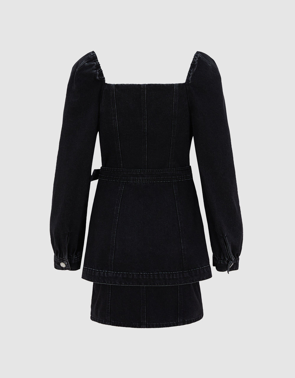 Belted Button Up Denim Dress