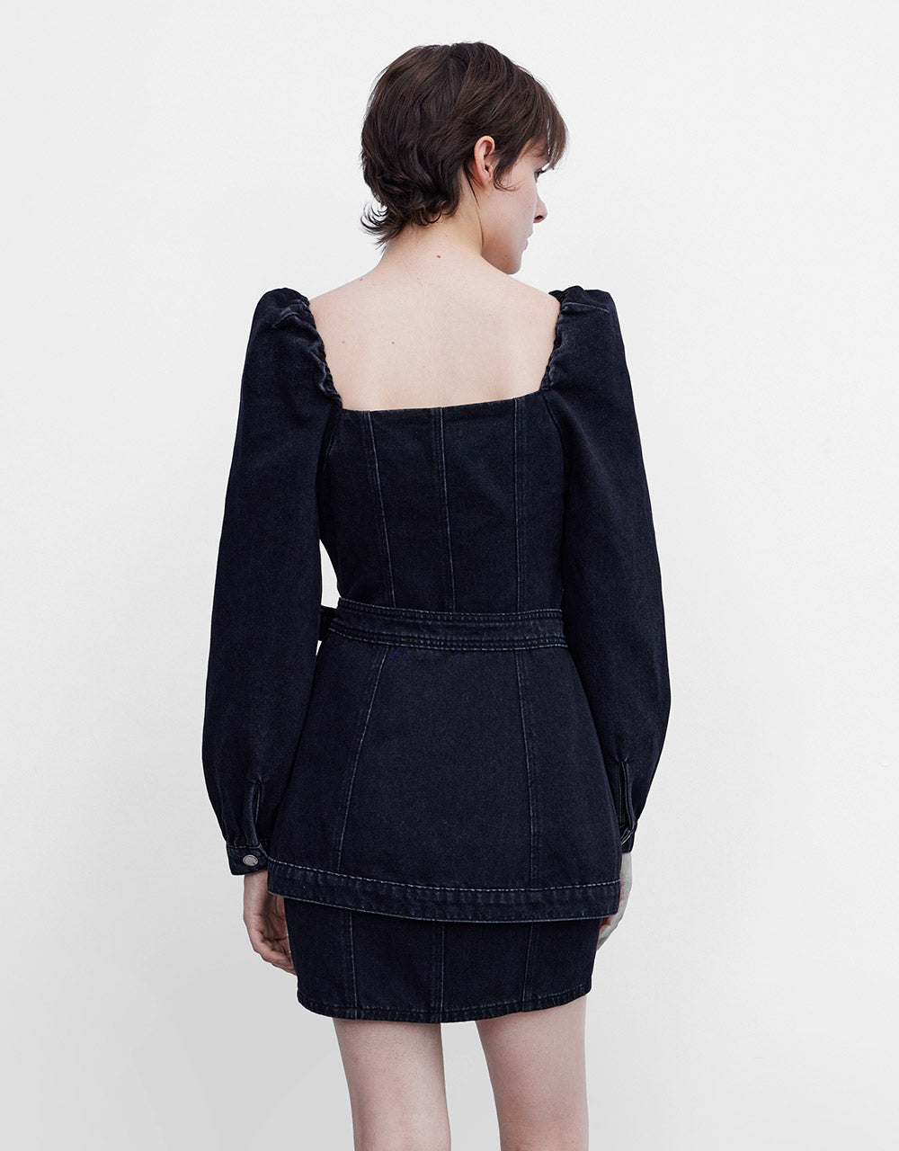 Belted Button Up Denim Dress