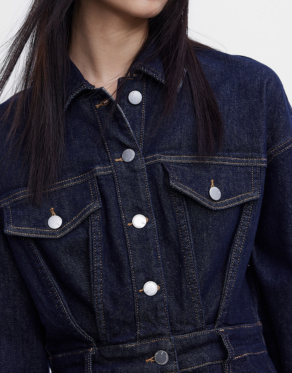 Gathered Waist Denim Dress