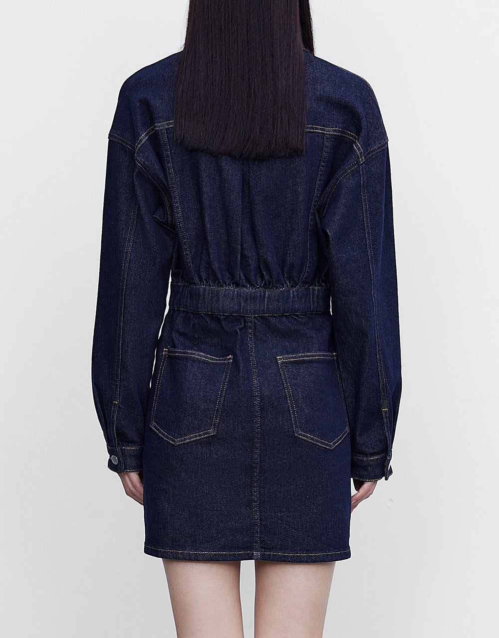 Gathered Waist Denim Dress