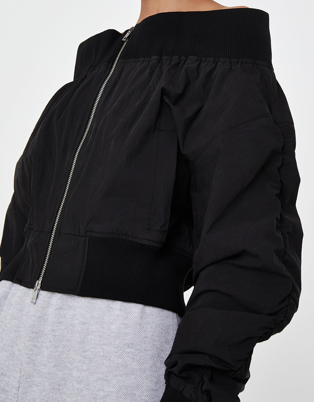Off-Shoulder Zip Up Jacket