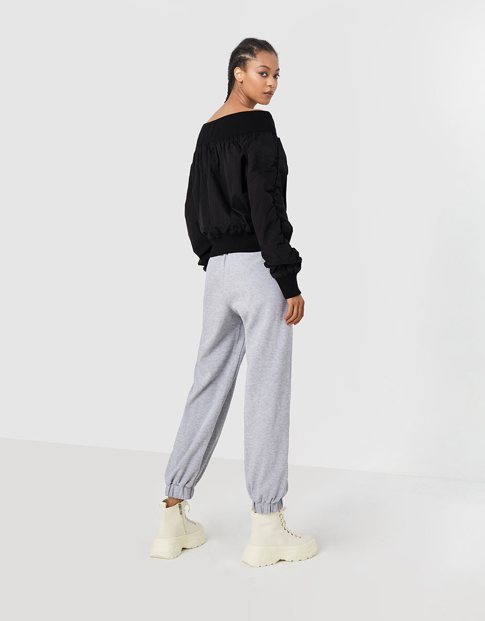 Off-Shoulder Zip Up Jacket