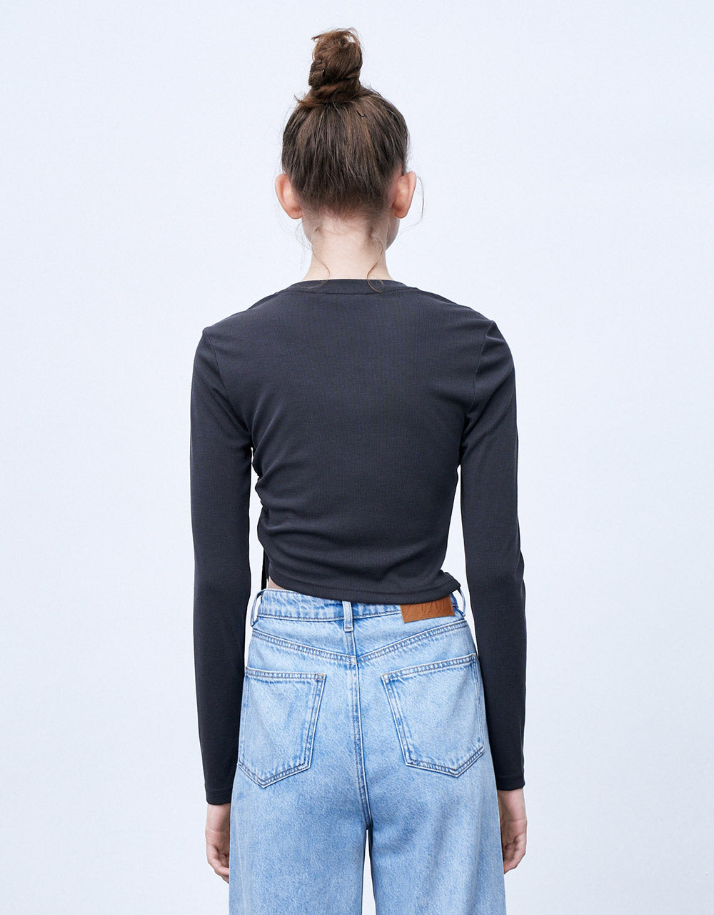 Asymmetrical Hem Ruched T-Shirt