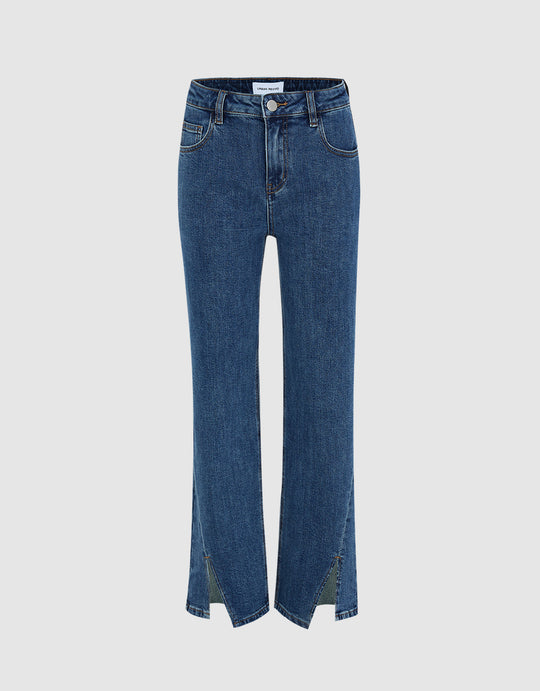 Slit Hem Cropped Jeans