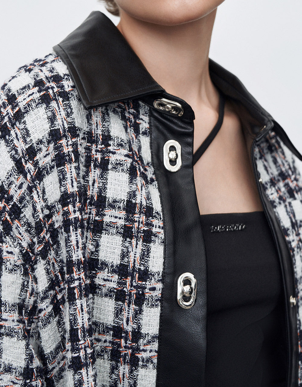 Combination Tweed Plaid Jacket