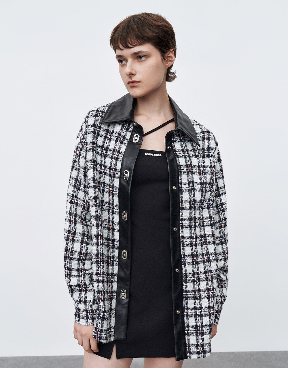 Combination Tweed Plaid Jacket