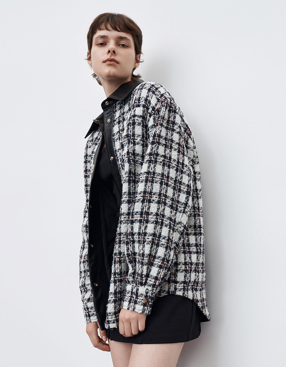 Combination Tweed Plaid Jacket