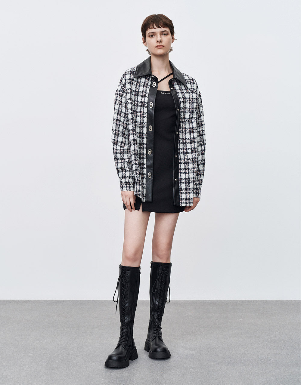 Combination Tweed Plaid Jacket