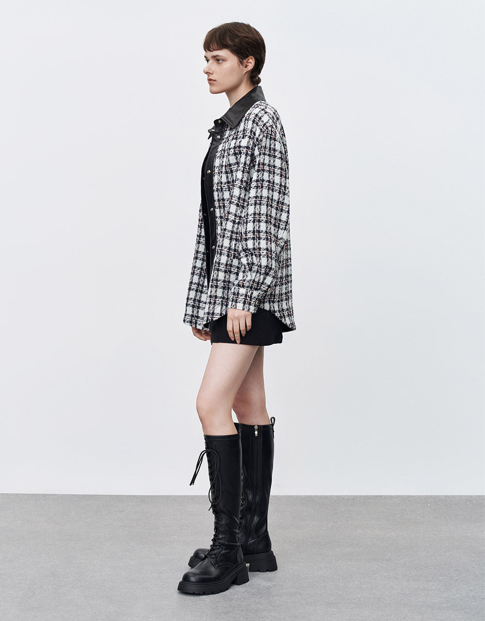 Combination Tweed Plaid Jacket